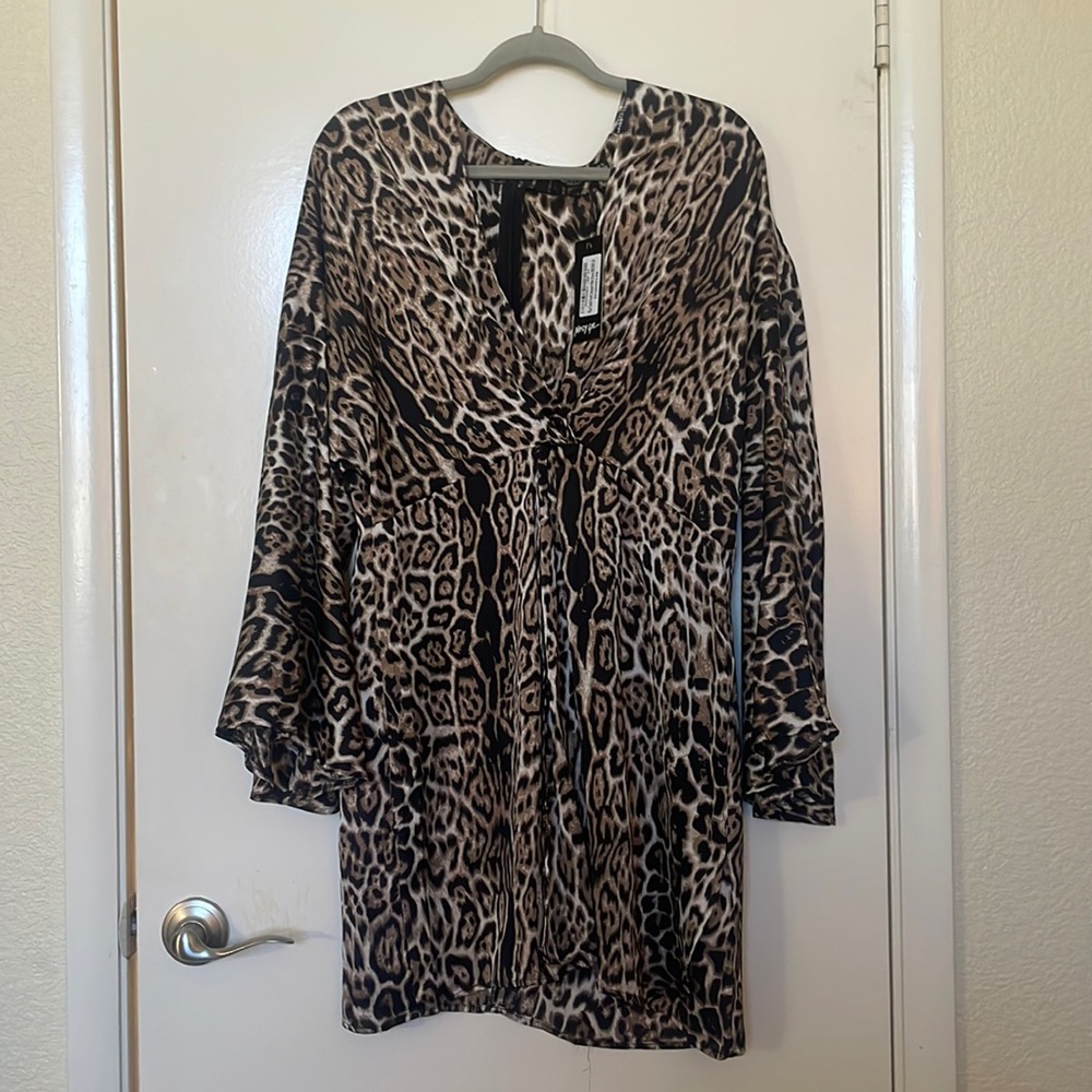 Leopard print flowy dress Nasty Gal - plus twist front leopard mini dress